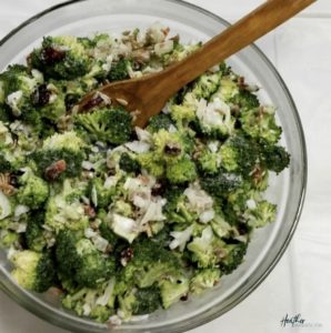An easy recipe for making a low fat broccoli salad