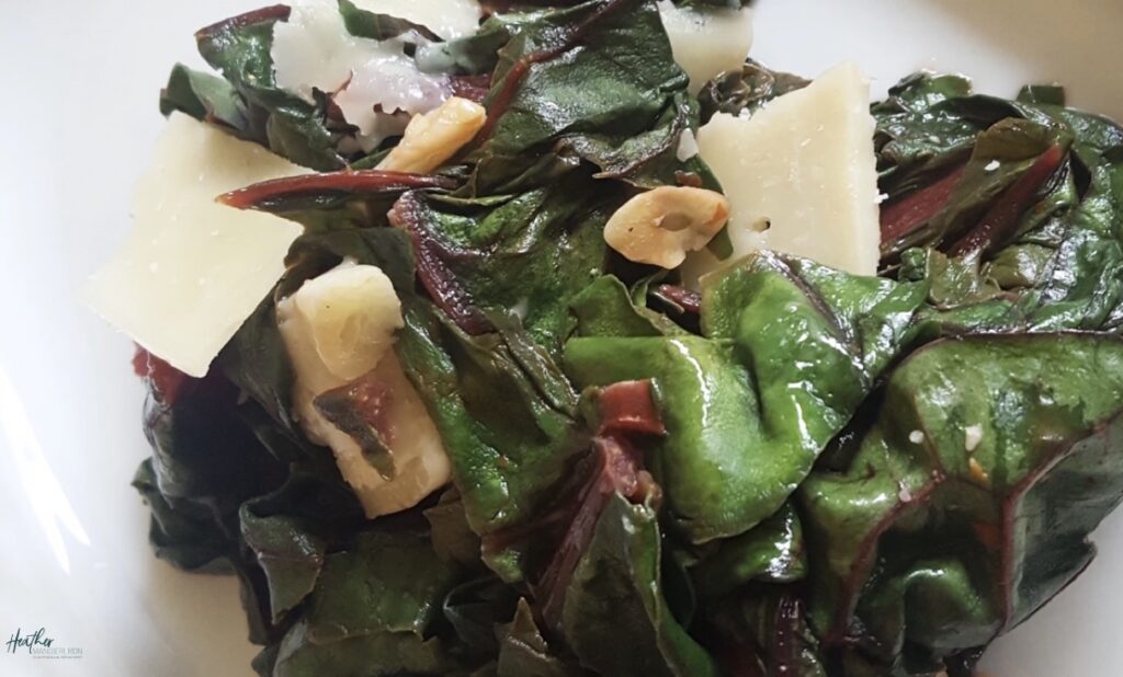 Swiss chard is a fantastic source of vitamin A, C, and K, as well as magnesium, potassium, iron and fiber. Serve it with shaved Parmesan for a delicious side dish