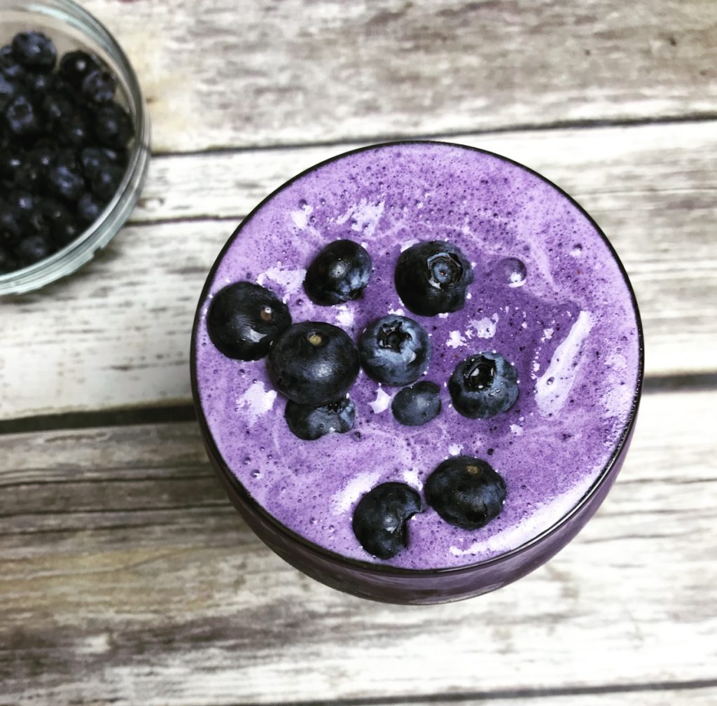 a simple blueberry smoothie makes a great snack