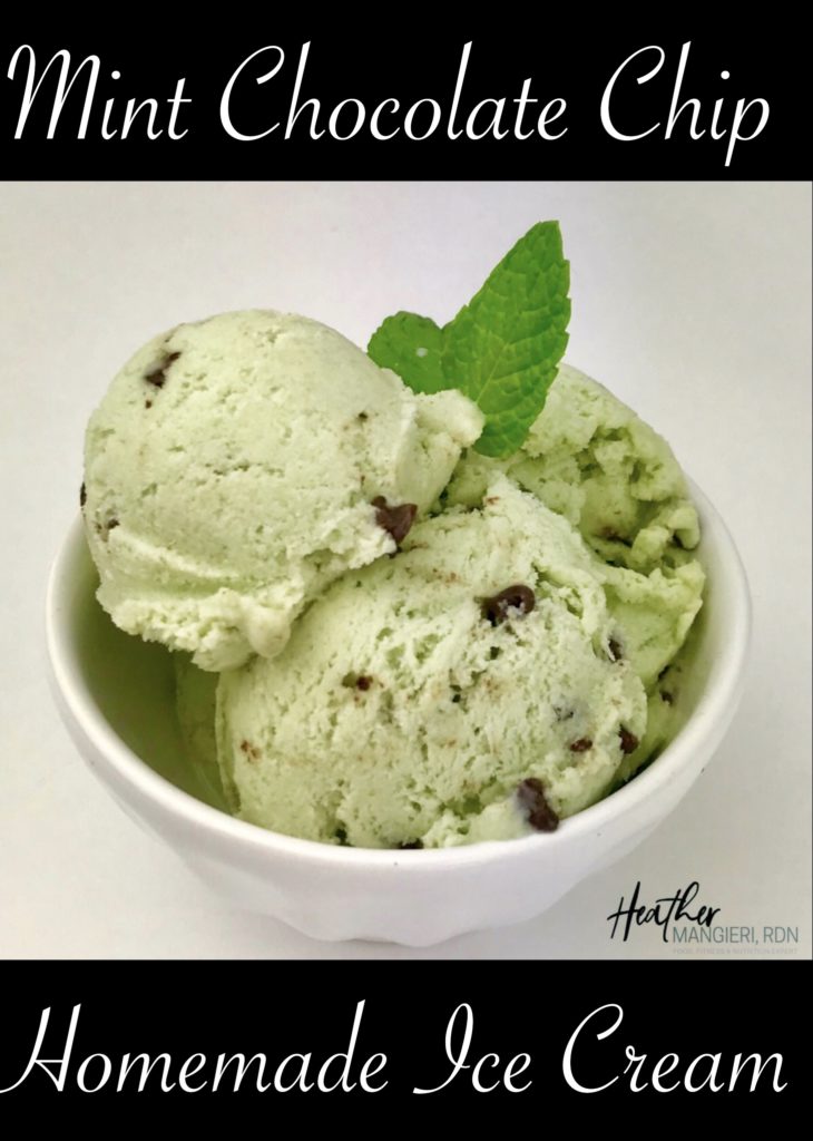 An easy recipe for mint chocolate chip protein ice cream.