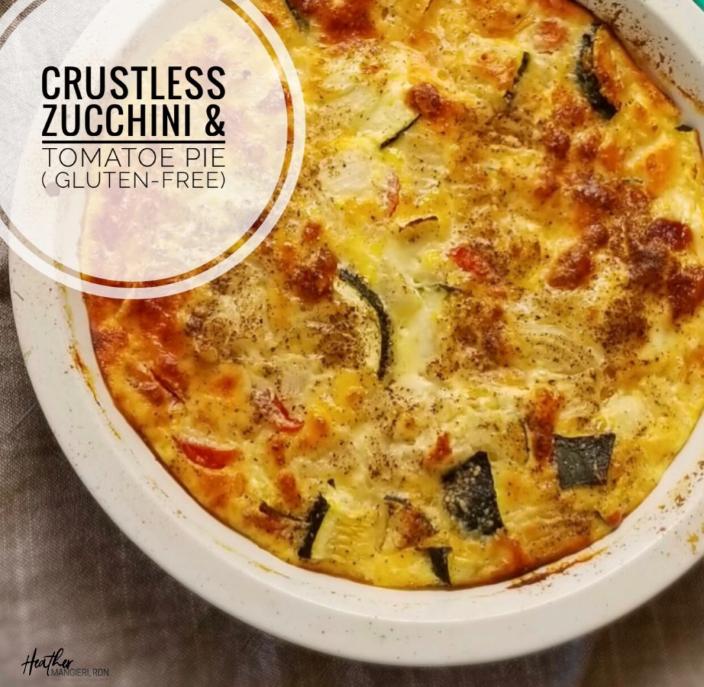 This crustless, gluten-free vegetarian pie combines zucchini, tomato, cheese and eggs for a simple, savory dish that can be enjoyed any time of day. It's gluten free, keto friendly and vegetarian