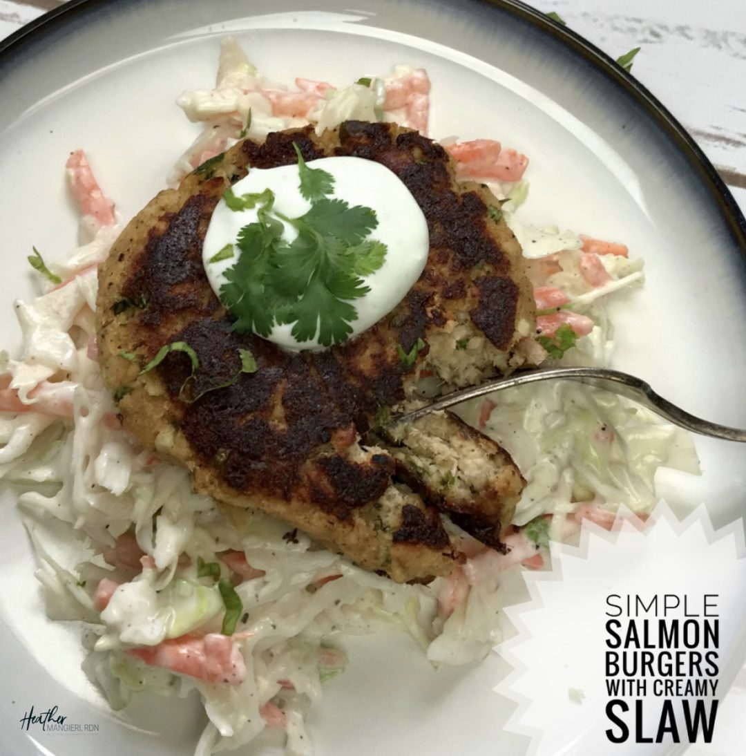Simple Salmon Burgers with Slaw Heather Mangieri Nutrition
