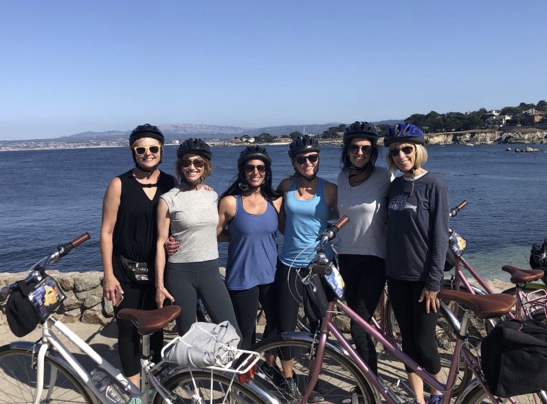 Biking in Silicon Valley with other dietitians attending the produce safety farm tour.
