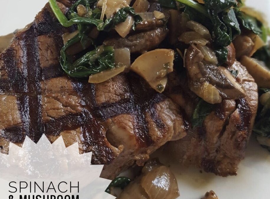 Sautéed spinach and mushrooms are a flavorful vegetable side dish & pair great with beef, chicken, beans, pizza and tofu or leftover in your omelet or wrap.