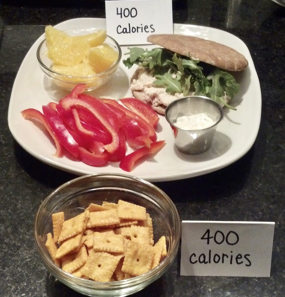 This post gives examples of what 400 calories looks like for both healthy and unhealthy meals and snacks