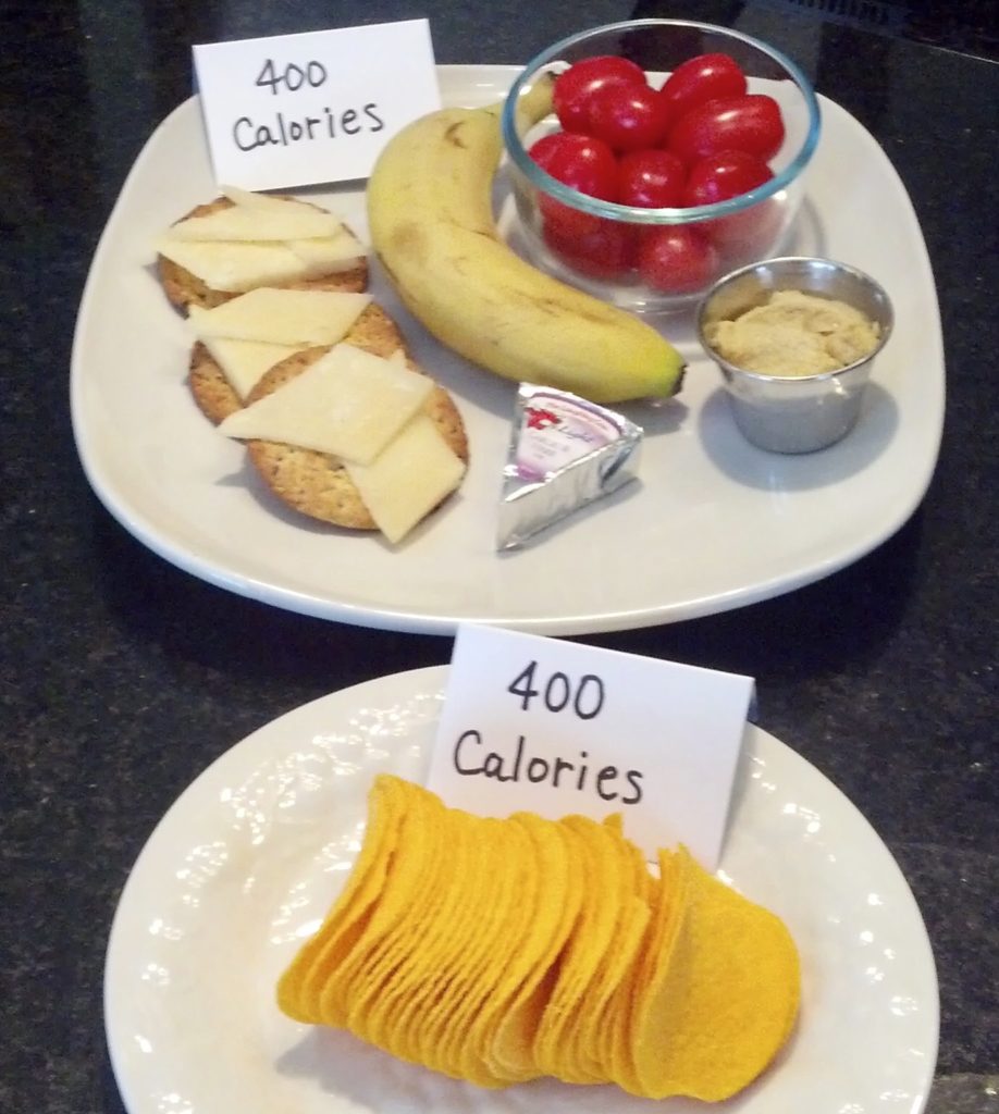This post gives examples of what 400 calories looks like for both healthy and unhealthy meals and snacks