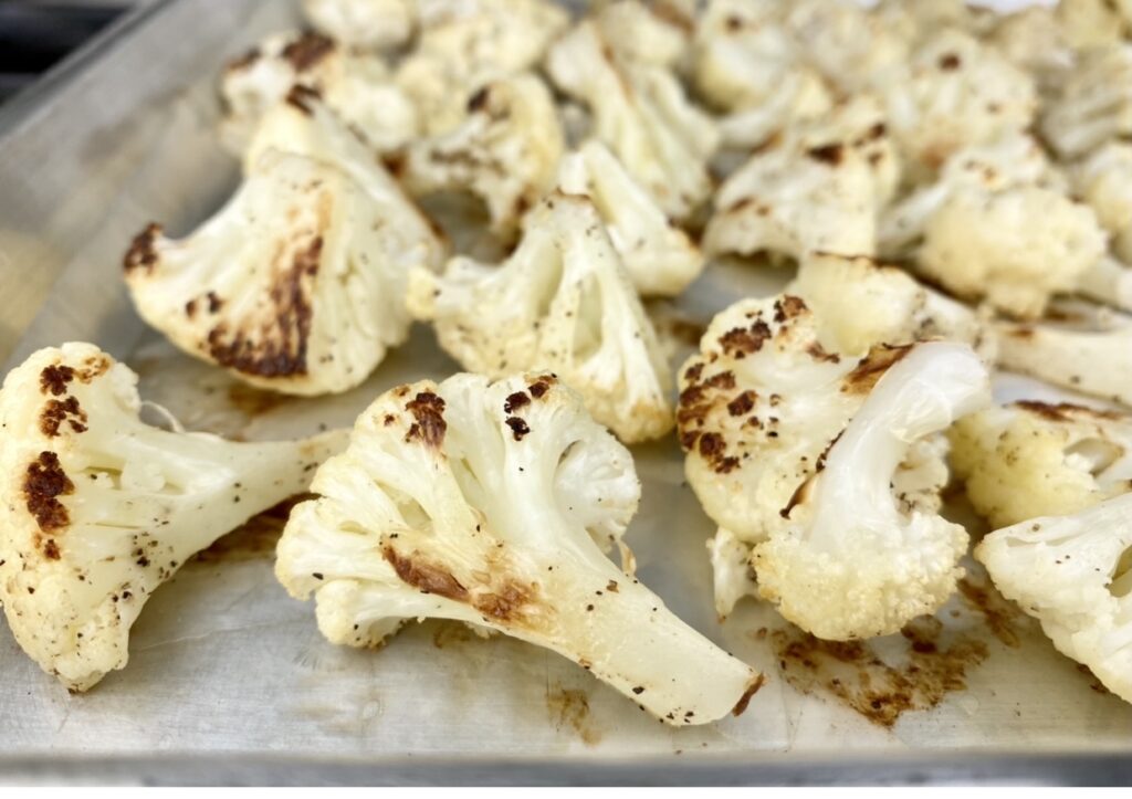 This easy, oven-roasted cauliflower is super simple to make and will have the entire family loving this nutritious vegetable. Just one serving provides 6 grams of fiber, 100% of the daily value for vitamin C and is an excellent source of folate, potassium and vitamins.