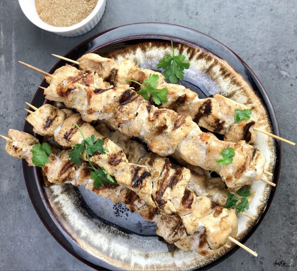 These simple jerk chicken kabobs are marinated in a homemade jerk seasoning blend and cooked to perfection on the grill